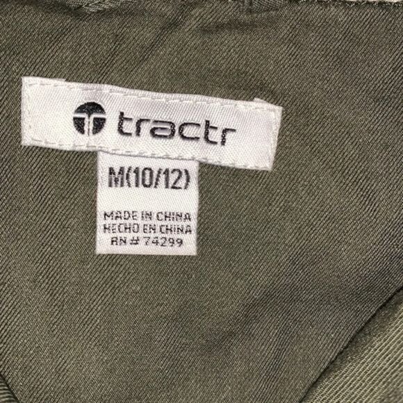 Tractr Olive Green Button-Down Shirt With Fun Patches Rainbow Smiley Face & Cher - Picture 2 of 7